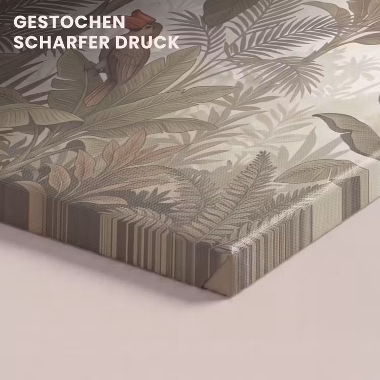 Vogel - Jungle - Tropisch - Illustratie - Groen canvas 2cm klein -closeup_print_DE