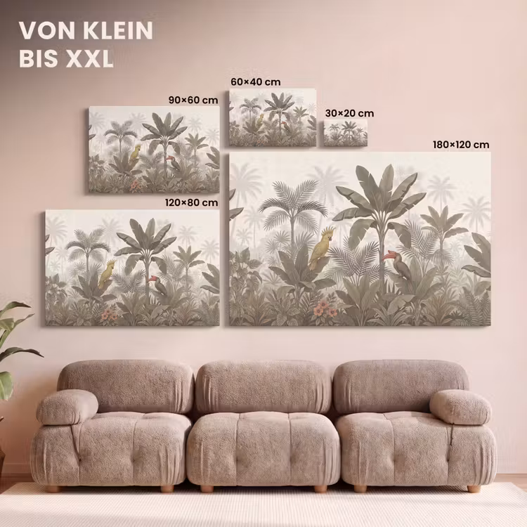 Vogel - Jungle - Tropisch - Illustratie - Groen canvas 2cm klein -Xsfeer8_DE