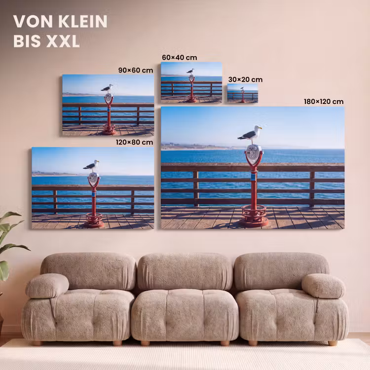 Vogel - Verrekijker - Kust - Zee - Blauw canvas 2cm klein -Xsfeer8_DE