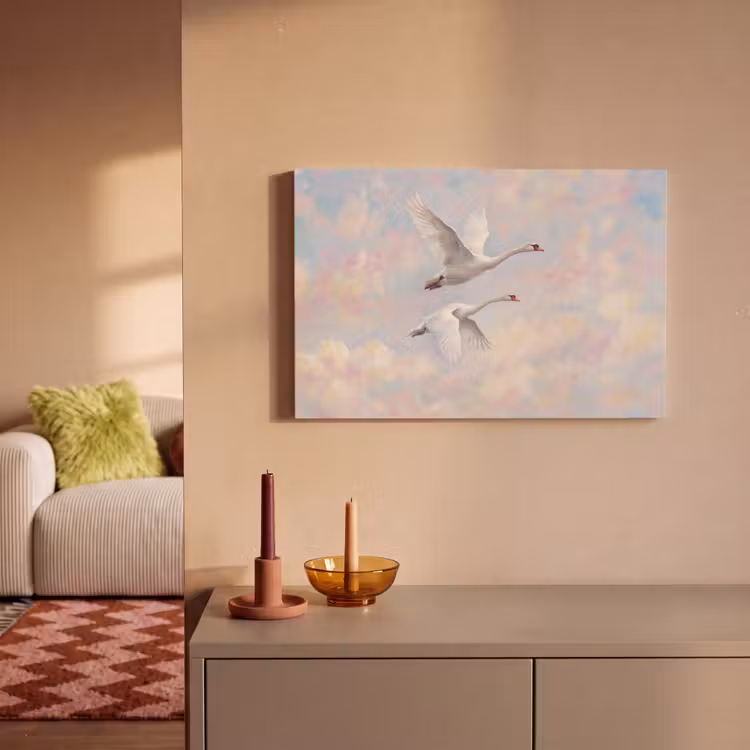 Vogel - Vliegend - Lucht - Modern - Pastel canvas 2cm klein -sfeer1