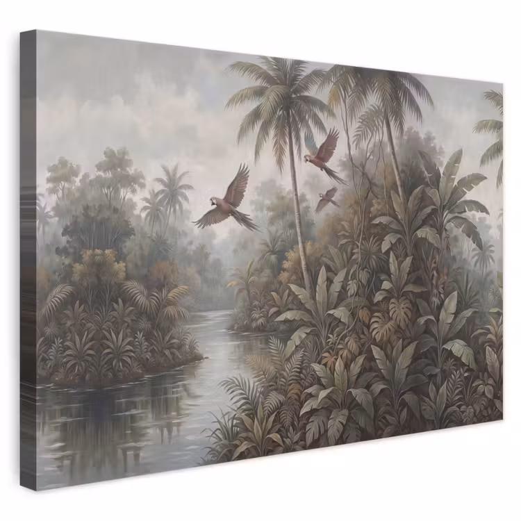 Vogel - Vliegend - Tropisch - Landschap - Klassiek canvas 2cm klein -3d
