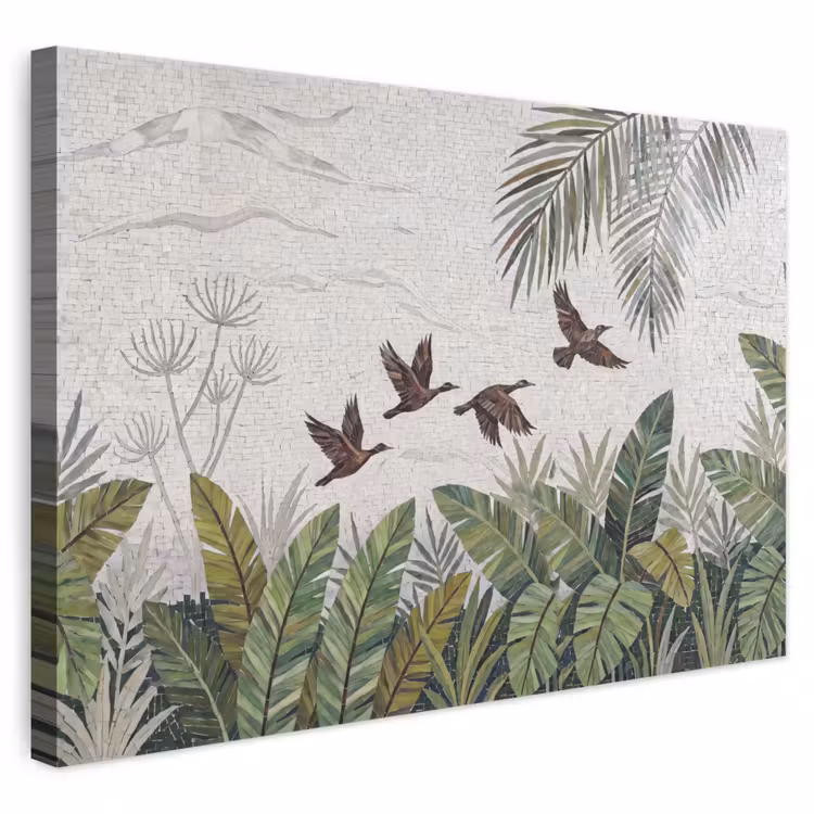 Vogel - Vliegend - Tropisch - Mozaïek - Groen canvas 2cm klein -3d