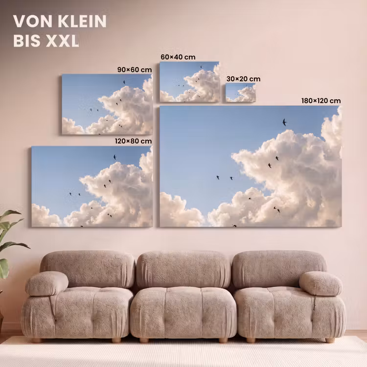 Vogel - Vlucht - Wolken - Natuur - Blauw canvas 2cm klein -Xsfeer8_DE