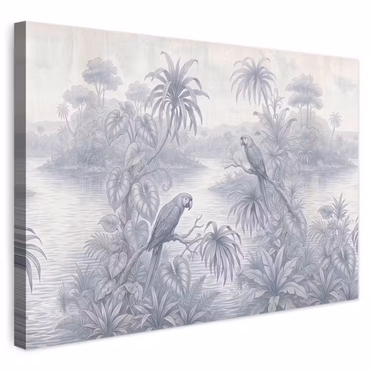 Vogel - Rivier - Tropisch - Illustratie - Blauw canvas 2cm klein -3d