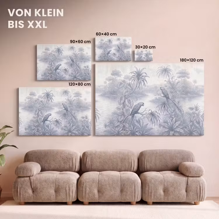 Vogel - Rivier - Tropisch - Illustratie - Blauw canvas 2cm klein -Xsfeer8_DE
