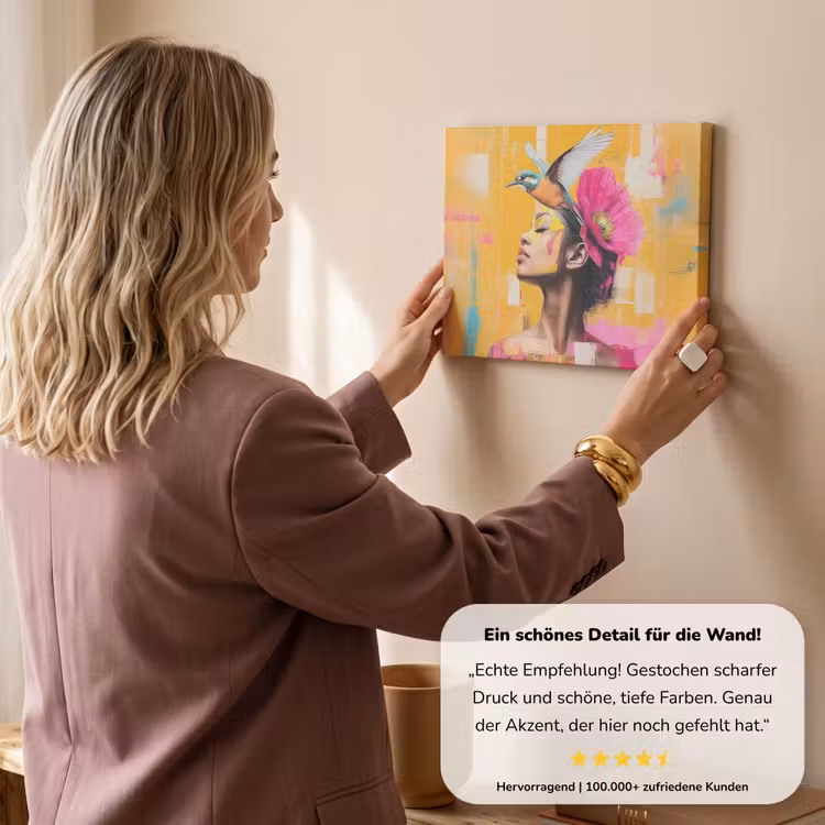Vogel - Vrouw - Abstract - Bloem canvas 2cm klein -Xsfeer7_DE