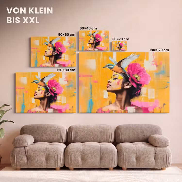 Vogel - Vrouw - Abstract - Bloem canvas 2cm klein -Xsfeer8_DE