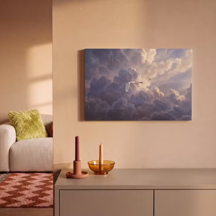 Vogel - Vliegend - Natuur - Wit - Wolken canvas 2cm klein -sfeer1