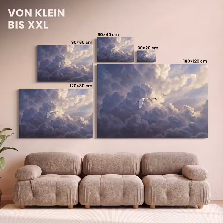Vogel - Vliegend - Natuur - Wit - Wolken canvas 2cm klein -Xsfeer8_DE