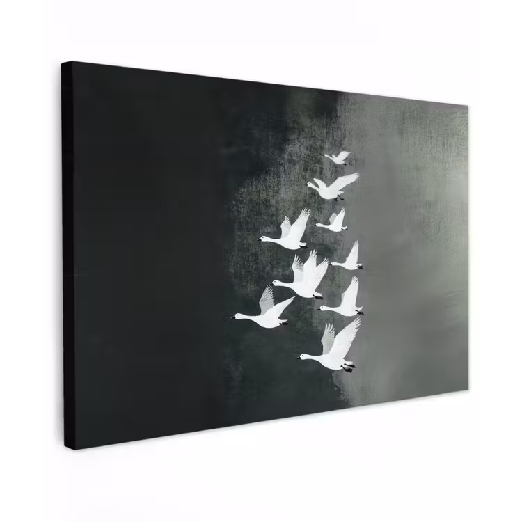 Vogel - Japandi - Groen canvas 2cm klein -z3d