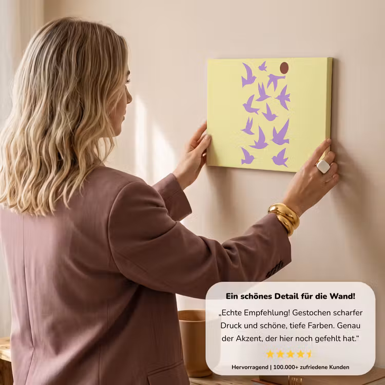 Vogels - Cirkel - Geel - Beweging canvas 2cm klein -sfeer3