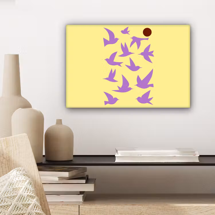 Vogels - Cirkel - Geel - Beweging canvas 2cm klein -closeup_print_DE