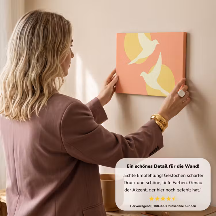 Vogels - Cirkels - Geel canvas 2cm klein -sfeer3
