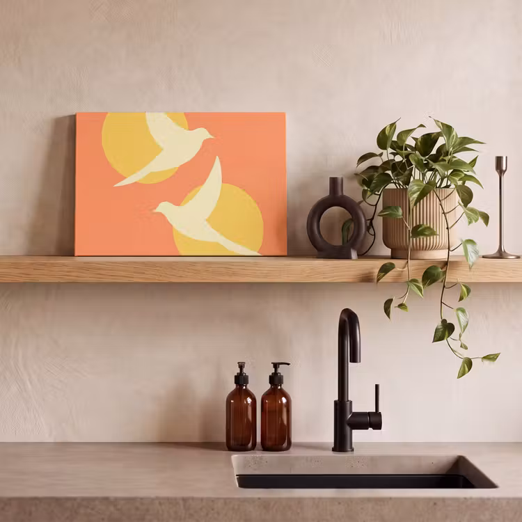 Vogels - Cirkels - Geel canvas 2cm klein -closeup_print_DE