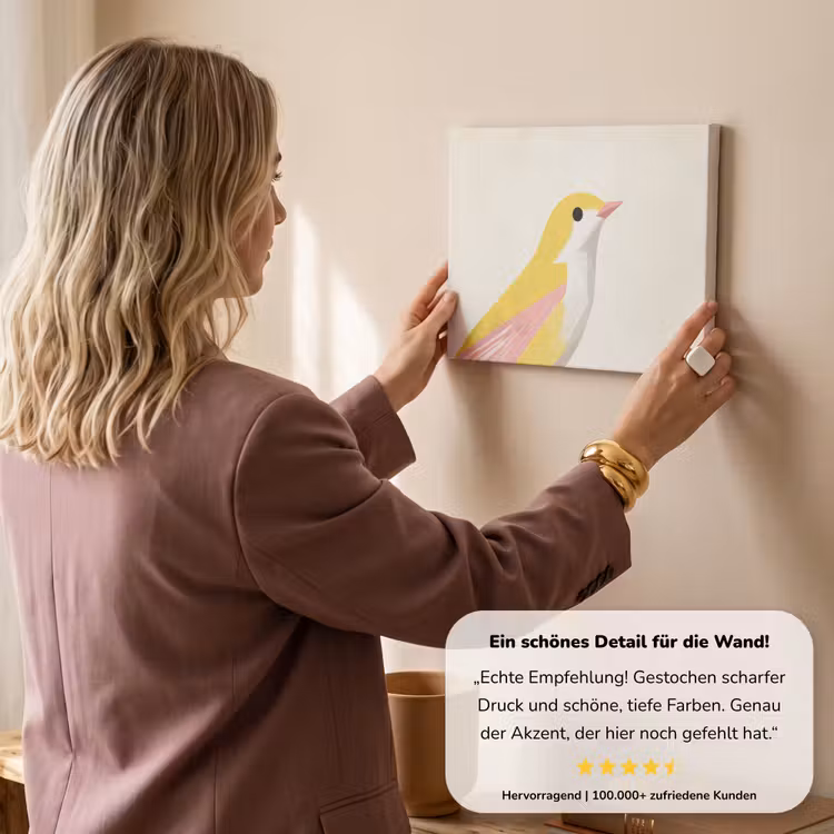 Vogel - Minimalistisch - Geel canvas 2cm klein -sfeer3