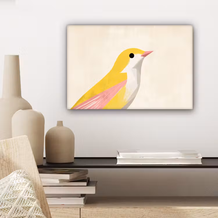 Vogel - Minimalistisch - Geel canvas 2cm klein -closeup_print_DE
