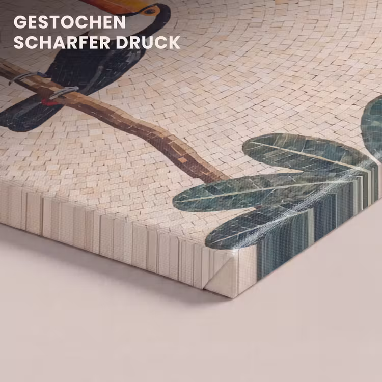 Vogel - Mozaïek - Tropisch - Natuur - Kleurrijk canvas 2cm klein -closeup_print_DE