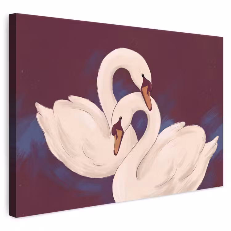 Vogel - Koppel - Liefde - Abstract - Wit canvas 2cm klein -3d