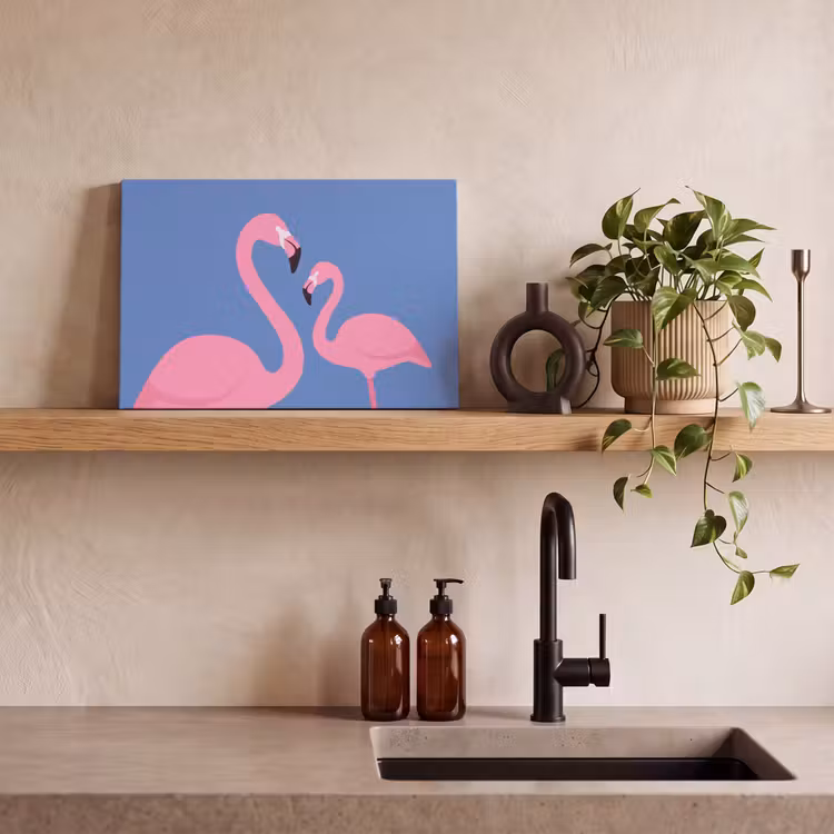 Vogel - Paar - Dieren - Modern - Roze canvas 2cm klein -sfeer3