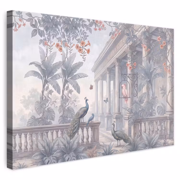 Vogel - Pauw - Architectuur - Klassiek - Groen canvas 2cm klein -3d