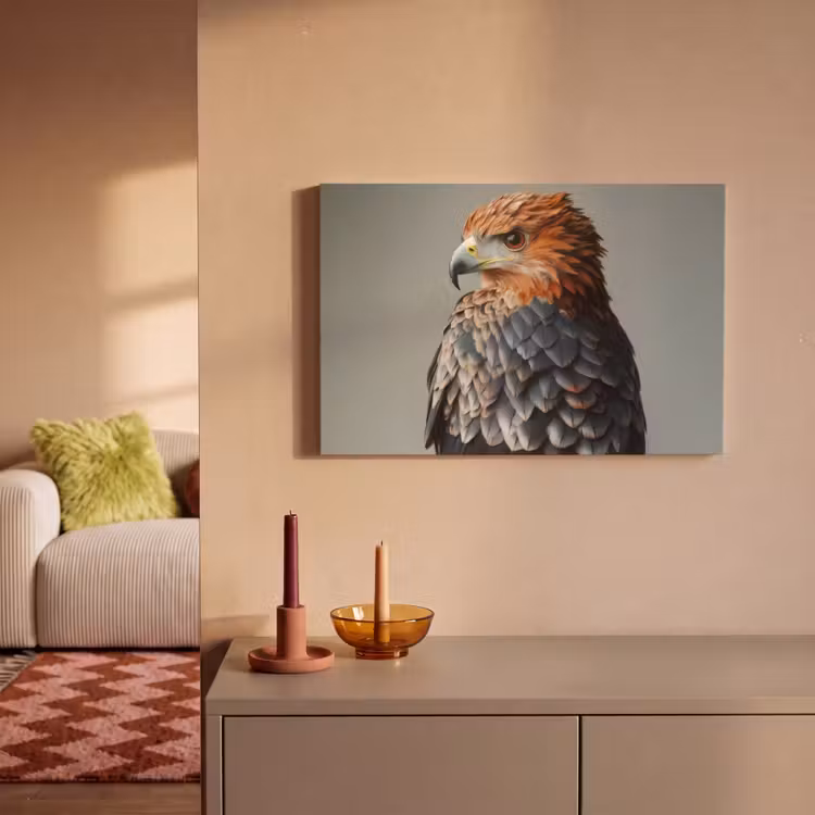 Vogel - Realistisch - Veren - Bruin canvas 2cm klein -sfeer1