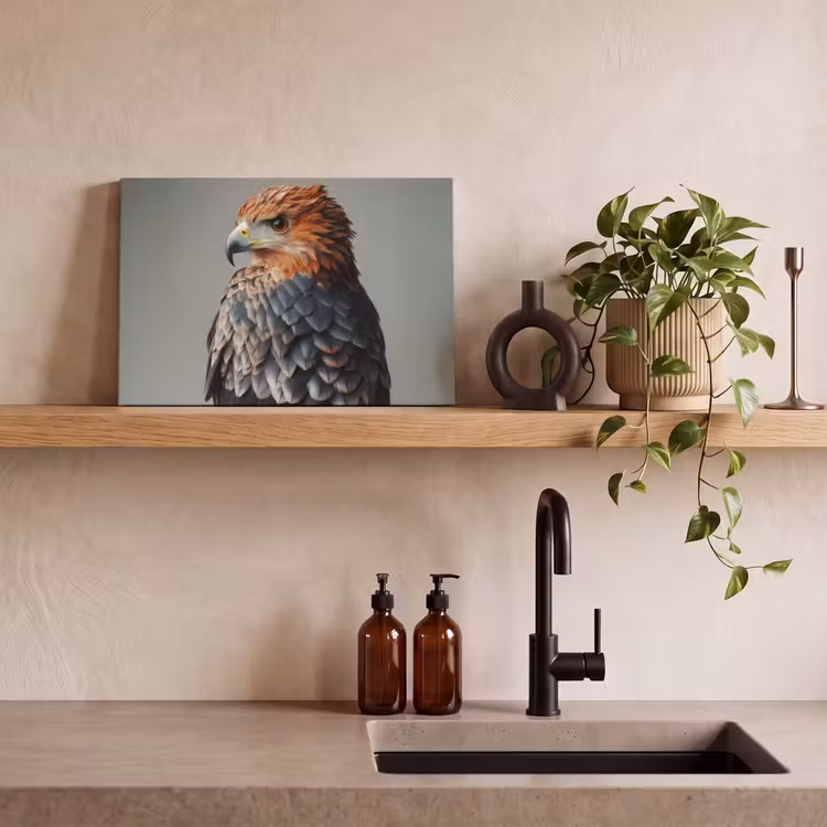 Vogel - Realistisch - Veren - Bruin canvas 2cm klein -sfeer6