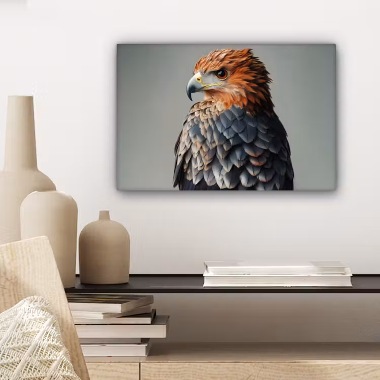 Vogel - Realistisch - Veren - Bruin canvas 2cm klein -closeup_print_DE