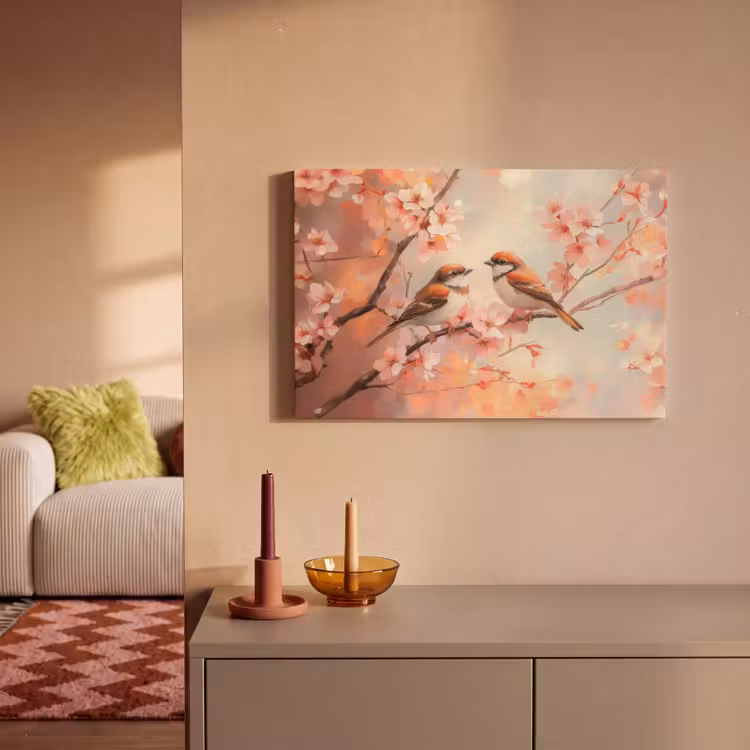 Vogels - Romantic - Bloesemtak canvas 2cm klein -sfeer1