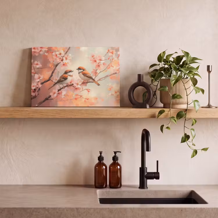 Vogels - Romantic - Bloesemtak canvas 2cm klein -sfeer6