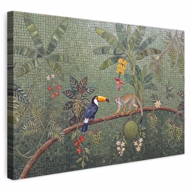 Vogel - Dier - Jungle - Mozaïek - Natuur canvas 2cm klein -3d