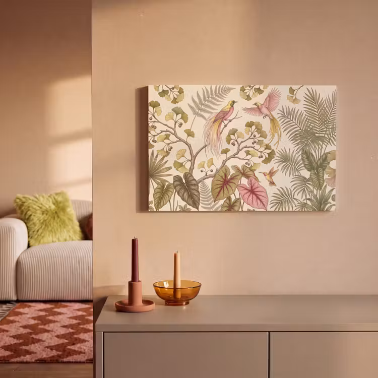 Vogels - Tropisch - Botanisch - Roze canvas 2cm klein -sfeer1