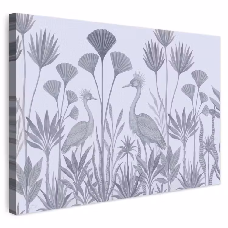 Vogel - Tropisch - Illustratie - Blauwgrijs - Natuur canvas 2cm klein -3d