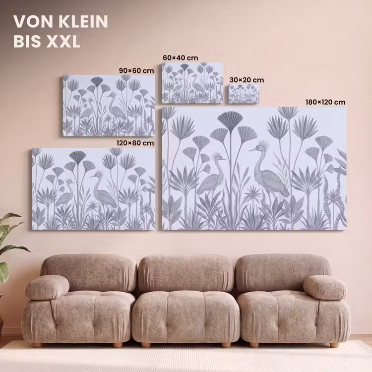 Vogel - Tropisch - Illustratie - Blauwgrijs - Natuur canvas 2cm klein -Xsfeer8_DE