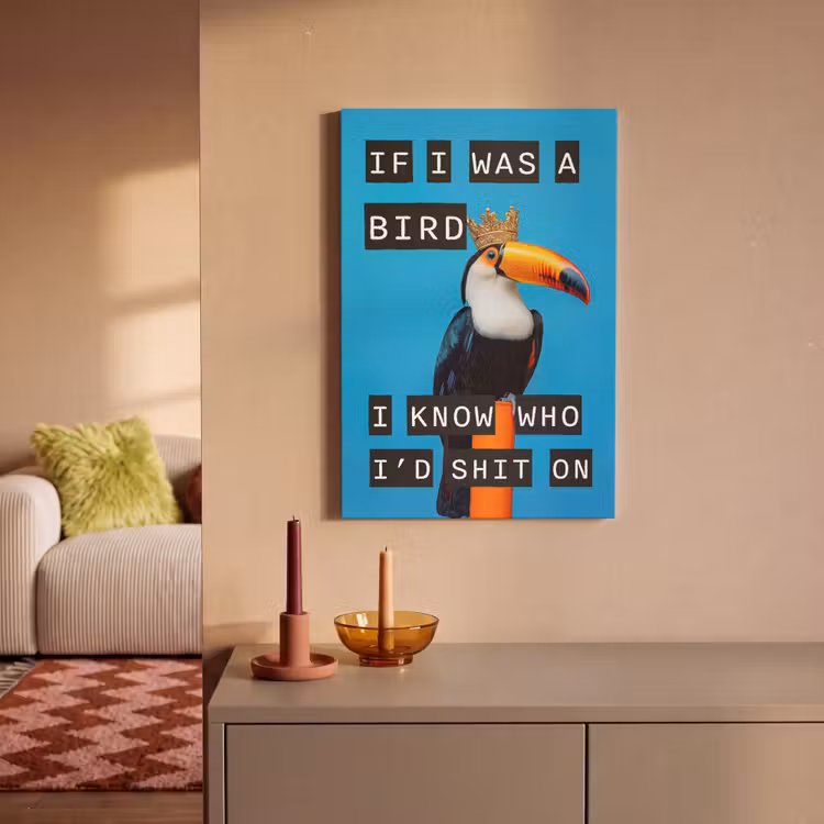 Vogel - Toekan - Blauw - Quotes canvas 2cm klein -sfeer1