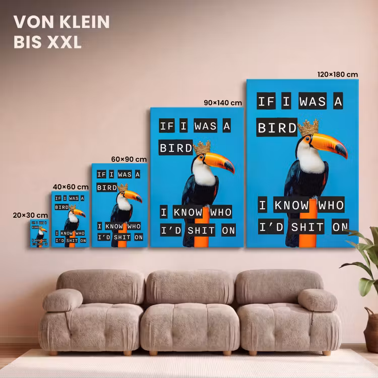 Vogel - Toekan - Blauw - Quotes canvas 2cm klein -Xsfeer8_DE