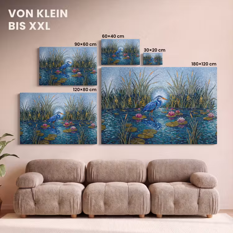 Vogel - Water - Natuur - Abstract - Blauw canvas 2cm klein -Xsfeer8_DE