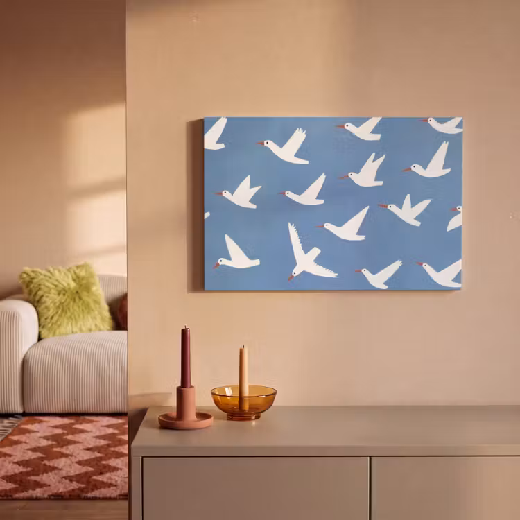 Vogels - Wit - Patroon canvas 2cm klein -sfeer1