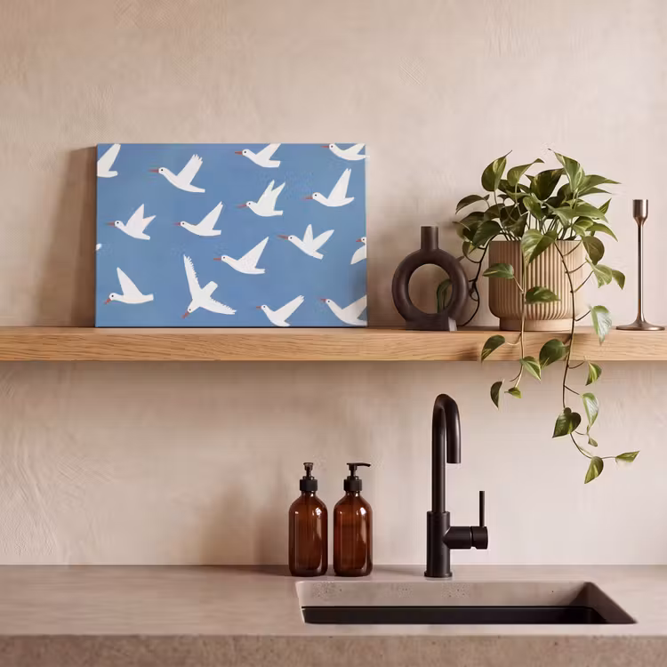 Vogels - Wit - Patroon canvas 2cm klein -sfeer3