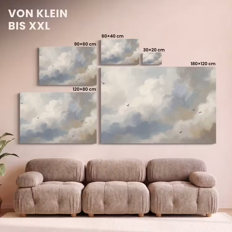 Vogel - Wolken - Natuur - Modern - Grijs canvas 2cm klein -Xsfeer8_DE