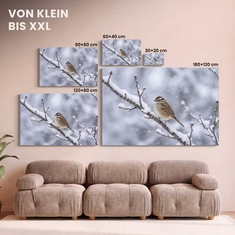 Vogel - Tak - Sneeuw - Winter canvas 2cm klein -Xsfeer8_DE