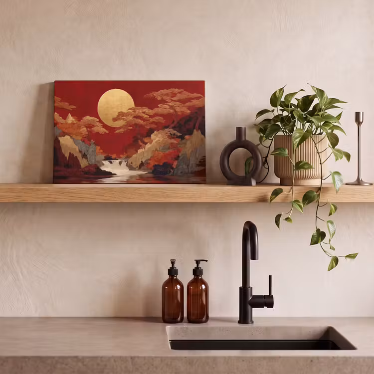 Volle maan - Landschap - Waterval canvas 2cm klein -closeup_print_DE