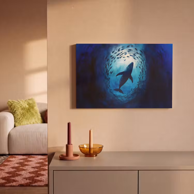 Walvis - Vissen - Donkerblauw canvas 2cm klein -sfeer1