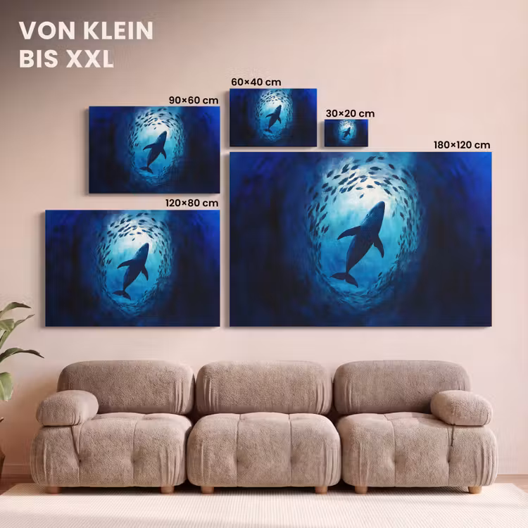 Walvis - Vissen - Donkerblauw canvas 2cm klein -Xsfeer8_DE