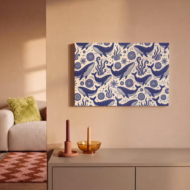 Walvis - Onderwater - Dieren - Abstract - Blauw canvas 2cm klein -sfeer1