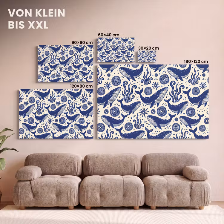 Walvis - Onderwater - Dieren - Abstract - Blauw canvas 2cm klein -Xsfeer8_DE