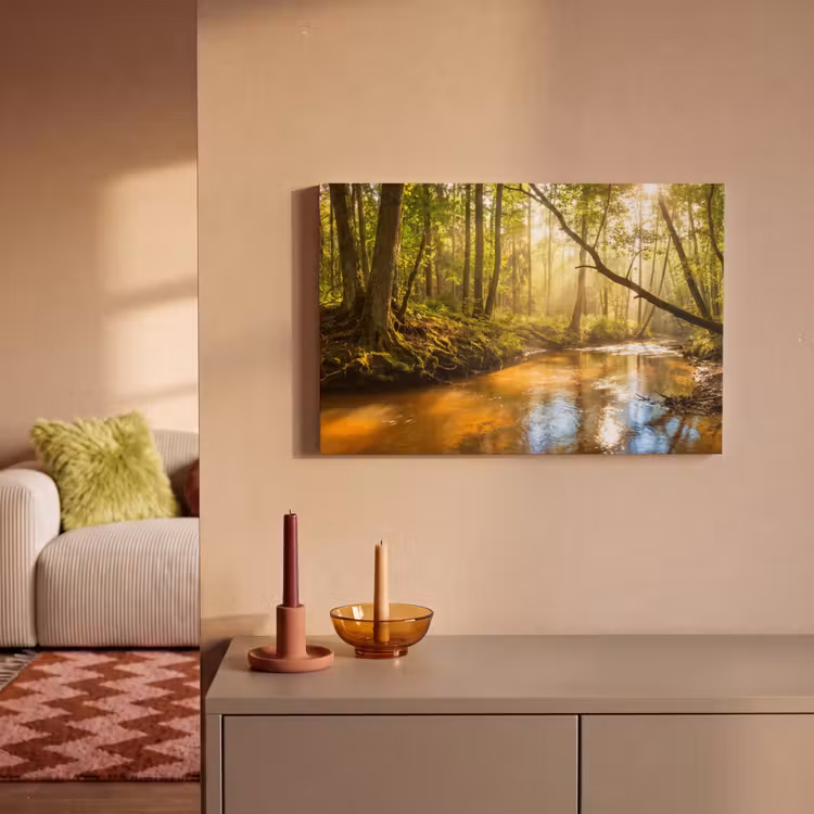 Bos - Beek - Zonlicht - Natuur - Groen canvas 2cm klein -sfeer1