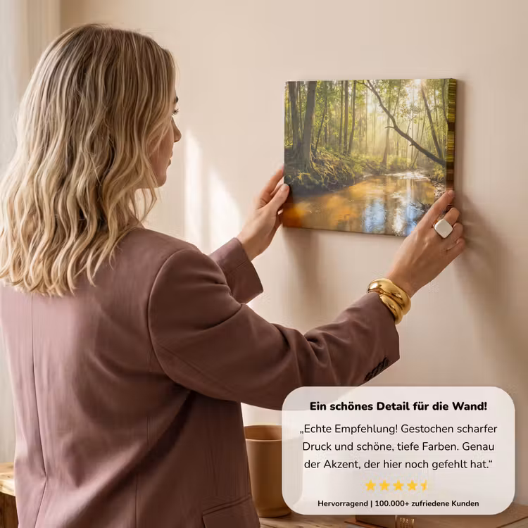 Bos - Beek - Zonlicht - Natuur - Groen canvas 2cm klein -Xsfeer7_DE