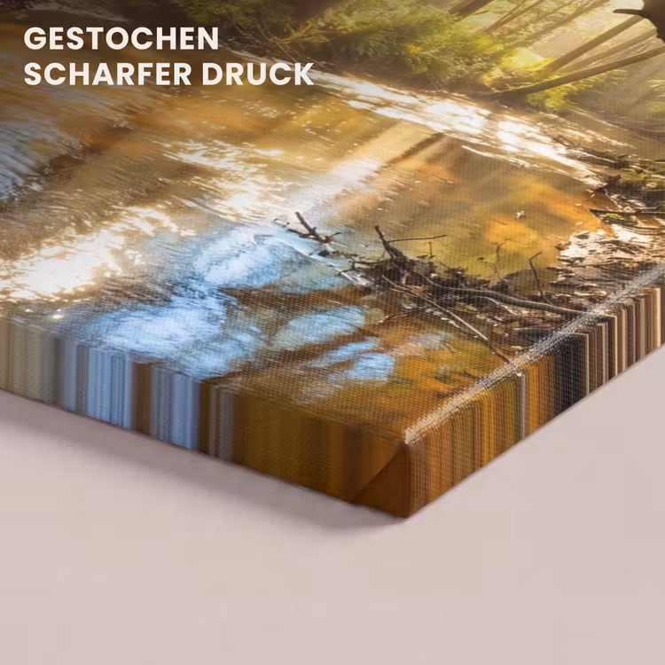 Bos - Beek - Zonlicht - Natuur - Groen canvas 2cm klein -closeup_print_DE