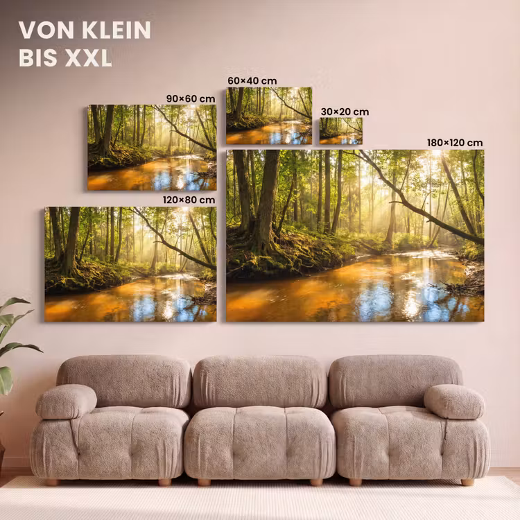 Bos - Beek - Zonlicht - Natuur - Groen canvas 2cm klein -Xsfeer8_DE