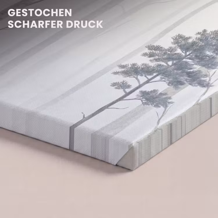 Bos - Bomen - Mist - Natuur - Illustratie - Grijs canvas 2cm klein -closeup_print_DE